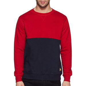 <b>Men's</b> <b>Red</b> And Navy Color Block Crew Neck Pullover <b>Sweatshirt</b> Regular Fit Knitted Cotton Casual Autumn Wear <b>Sweatshirts</b> - Product Image 4