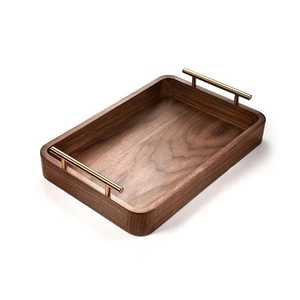 Hot Sale Premium Quality Customized Wooden <b>Serving</b> <b>Tray</b> <b>Black</b> Metal Handle Various Shapes Sizes Available Amazing Sale Price - Product Image 1
