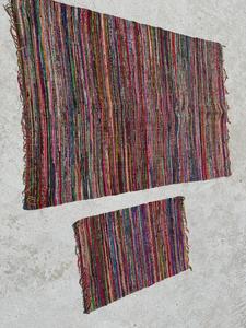 Alfombras de trapo de seda Sari ecológicas hechas a mano, multicolor, vibrante, lavable, tejido artesanal, algodón sostenible, seda Sari reciclada - Product Image 5