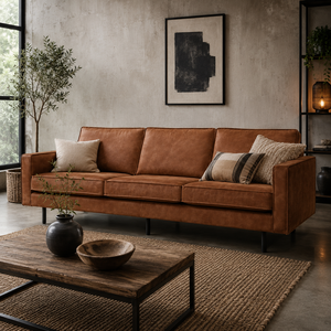 Denver Modern Genuine Leather <b>Foam</b> Filled 3 Seater <b>Sofa</b> | Industrial Luxury Living Room Couch | Custom Color Designer Furniture - Product Image 2