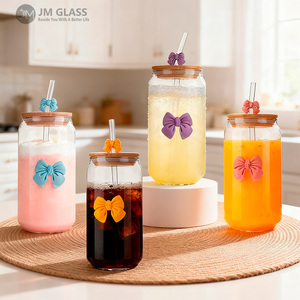 Coquette <span class=keywords><strong>arc</strong></span> esthétique tasse paille tasse verre cadeau de noël ensemble 16oz tasse à café glacé écologique BPA tasse à boire <span class=keywords><strong>verrerie</strong></span> - Product Image 2