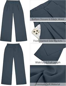 Pantalon taille haute avec poches jambe large pantalon de golf droit pour femmes respirant taille zippée Stretch travail cheville robe pantalon - Product Image 2