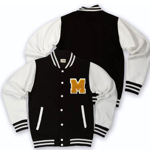 Veste bomber varsity courte pour femme, style streetwear, avec manches en cuir et broderie chenille, logo personnalisé, fabrication OEM. - Product Image 4