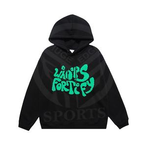 Sudadera con capucha de algodón con logotipo personalizado al por mayor para hombre, jersey negro de manga larga a la moda, OEM personalizado para la temporada de invierno - Product Image 1