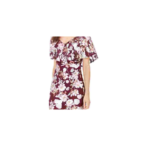 Abito da donna in rete traforata con balze, colore vino, taglia XS Petite, scollo senza spalline, lavorazione all'uncinetto, lunghezza maxi, per il giorno - Product Image 2