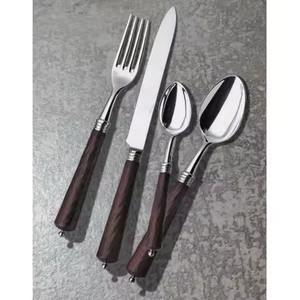 Juego de cubiertos con mango de madera hecho a mano de acero inoxidable personalizado de alta calidad plata niños cuchillo tenedor cuchara conjunto - Product Image 6