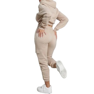 Ensemble de pantalons épais 2 pièces pour femmes Joggers Sweat Suit Sets Winter Tracksuits Long Sleeve Hoodies Crop Top Set 2025 - Product Image 4