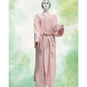 Peignoir rose pour femmes 100% coton tissé de Turquie Collection de luxe Caractéristiques de refroidissement jetables écologiques à séchage rapide - Product Image 2
