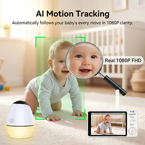Anicebb ABM580 Caméra de surveillance pour bébé 1920x1080P FHD avec écran IPS 5 pouces, connexion WiFi 2,4 GHz, détection de mouvement IA, vision nocturne, communication bidirectionnelle - Product Image 2