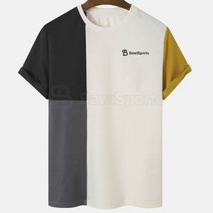 Venta al por mayor de camisetas de hombre por encargo 100% algodón tejido de punto tamaño personalizado y logotipo patrón sólido - Product Image 1