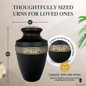 Urne funéraire en métal noir pour hommage éternel fabriqué à la main Urne commémorative en aluminium enduit Meena de qualité supérieure pour les cendres humaines - Product Image 2