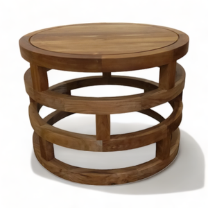 Circular Elegance Round Coffee Table Wood Ensemble Unfinished Teak Furniture Premium Furniture Modern <b>Sofa</b> Coffee Table Wood - Product Image 3