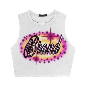 Camiseta corta sin mangas para mujer, 240GSM, algodón, color negro, estampado de cereza en llamas, impresión DTG, logotipo personalizado, estilo streetwear, transpirable. - Product Image 6