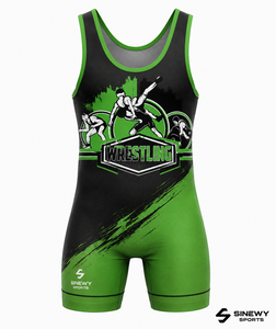 SINEWY SPORTS Singlet de Lucha Libre para Hombre, Personalizado por Sublimación, Elástico en Cuatro Direcciones, Protección UV, Ajustado, Absorbe la Humedad, Verde y Negro - Product Image 4