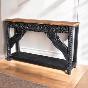 Handmade Vintage Console <b>Table</b> Luxury Traditional Carved Solid Wood <b>Mirrored</b> for Entry Villa Living Room Hotel Bedroom School - Product Image 2