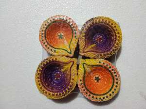 โคมไฟดินดิวาลีทาสีด้วยมืองานตามสั่งดินเหนียวธรรมชาติสำหรับตกแต่งบ้านและงานรื่นเริง - Product Image 2