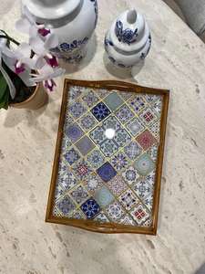 Plateau de service en bois de luxe fabriqué à la main avec Meena à prix raisonnable - Product Image 2