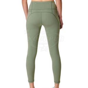 2025 Mallas de gimnasio sin costuras de alta elasticidad para niñas, ropa de Yoga con patrón sólido de cintura media, venta en línea - Product Image 3