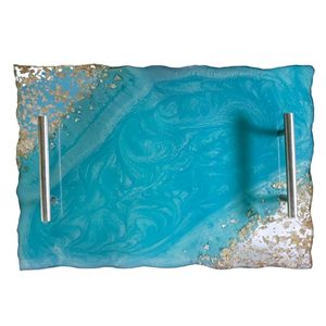 Bandeja de Servicio de Resina Hecha a Mano, Bandeja Decorativa de Epoxi para Mesa de Centro y Comedor, Bandeja de Resina de Lujo con Asas - Product Image 1