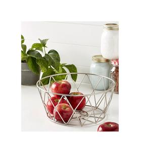 Elegante cesta de frutas de Isla de cocina hecha de alambre de metal duradero con pergaminos florales diseñados para una decoración funcional del hogar - Product Image 5
