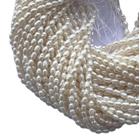3mm naturel blanc couleur perle d'eau douce pierre riz perles brin en gros fournisseur direct perles de culture usine IGI certifié