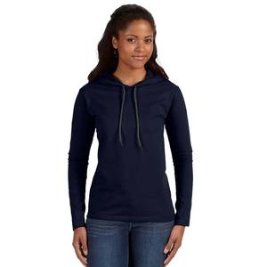 T-shirt à capuche en molleton de coton léger bleu marine pour femme - Coupe ample - Pull d'hiver - Product Image 1