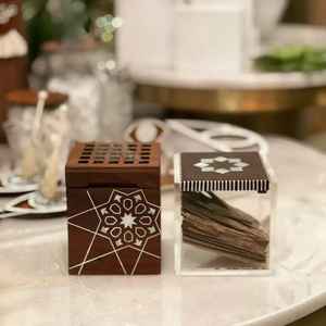 Caja de postre de madera y acrílico hecha a mano, elegante incrustación de nácar, ideal para regalos árabes de Ramadán y decoración festiva - Product Image 3