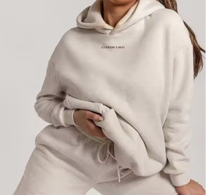 Sudadera con Capucha Holgada Informal de Otoño Invierno, 100% Algodón de Alta Densidad, Estampada a Color, para Hombre y Mujer, Conjunto de Dos Piezas - Product Image 2