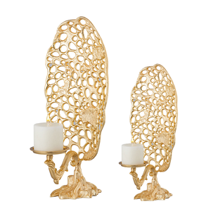 Bougeoir moderne en métal doré avec pétale de feuille Design Vaisselle de bureau Outils votifs décoratifs Type d'outils à salade - Product Image 3