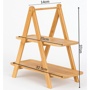 Étagère à épices rectangulaire à deux niveaux en bambou de qualité supérieure, style moderne, 37x32x16cm, pour le stockage des aliments - Product Image 2