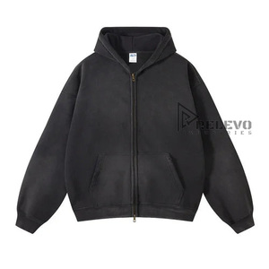 เสื้อฮู้ดดี้ผู้ชายผ้าฝ้าย 100% ซักกรด ระบายอากาศได้ดี ซิปหน้า 450gsm เป็นมิตรกับสิ่งแวดล้อม ปักลาย บริการ OEM คุณภาพดีที่สุด - Product Image 2