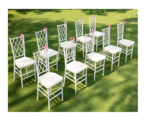 Chaise Chiavari blanche élégante en gros, chaise de salle à manger de luxe, Tiffany en résine, diamant empilable pour hôtels, villas, mariages - Product Image 1