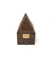 Porte brûleur d'encens en bois de style arabe pyramide logo personnalisé brûleur en bois mubkhar bakhoor brûleur à charbon pour shisha vente en gros