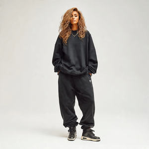 Ensemble de survêtement oversize pour femme, sweat-shirt à épaules tombantes, pantalon de jogging, streetwear, sweat-shirt ample, 2 pièces - Product Image 5