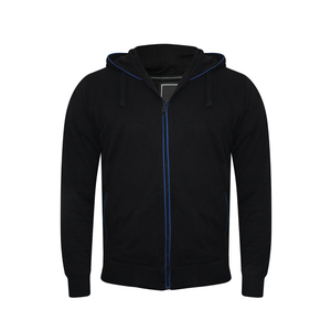 Custom High Quality Men's Black Hooded Tracksuit Full Zip Sweatshirt with Side Pockets and Matching Joggers Casual Sportswear - Product Image 2