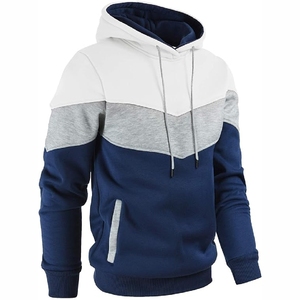 Sweat à capuche tendance blanc, gris et bleu, style streetwear moderne et décontracté avec poche kangourou, prix de gros abordable - Product Image 4
