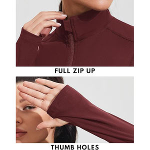 <b>Women</b> Athletic Zip Up <b>Jacket</b> Flexible Nylon Spandex Fabric Yoga Pilates Comfortable Lightweight Sportswear Top - Product Image 3