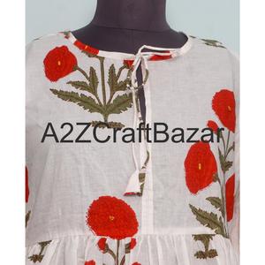 Robe moulante mi-longue à manches longues en coton écologique à imprimé floral numérique fait main avec tissu lavable - Product Image 3