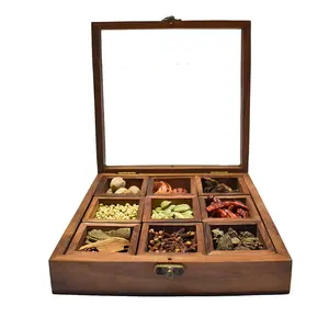 Compartiment à épices mobile de style unique avec boîte carrée en bois Outils à épices de haute qualité Boîte à vaisselle de décoration de cuisine
