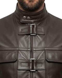 Gilet de motard en cuir véritable noir de qualité supérieure pour homme, sans manches, col montant, sans manches, avec fermeture éclair sur le devant et fermeture à boucle - Product Image 2
