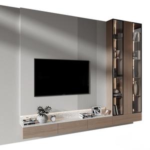 KEJIA Modern Minimalist Living Room Furniture Floating Wall Mounted <strong>TV</strong> <strong>Stand</strong> Wood Grain LED <strong>TV</strong> Cabinet with Glass Display <strong>Case</strong> - Product Image 2