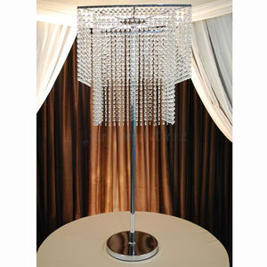 Nouveau lustre de table haut en cristal de fer, finition argentée polie à la main, taille personnalisable, décoration d'événement de mariage, design élégant - Product Image 2