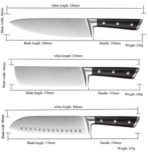 Juego de 3 Cuchillos de Chef al por Mayor - Cuchillos Santoku y Cleaver de Acero Inoxidable 3Cr13 con Mango G10 - Product Image 2