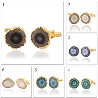Boutons de manchette minimaliste en Quartz naturel, bijoux personnalisés, paire de boutons de manchette de styliste en or galvanisé pour hommes marié