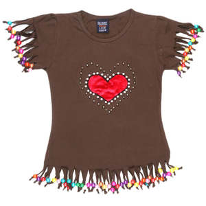 Girls Half Sleeve Heart T-<b>Shirt</b> - Brown - Product Image 1