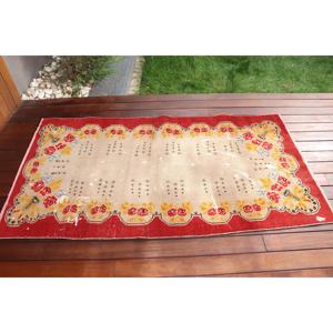 3x5.6 ft Accent Turkish Vintage Rug, <b>Red</b> Floral <b>Wool</b> Rug - Product Image 3