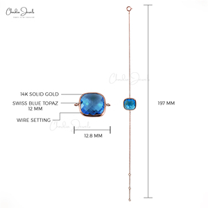 อัญมณีธรรมชาติคุณภาพสูงสวิสสีฟ้า topaz 14 พันกุหลาบทอง 12 มม.สร้อยข้อมือ Hallmarked ผู้ผลิตเครื่องประดับ & Supplie - Product Image 2