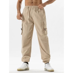 Pantalon cargo décontracté pour homme, coupe slim, léger, respirant, écologique, 100% coton, taille élastique, délavage acide - Product Image 1