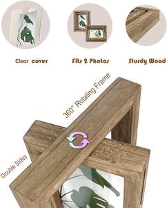 Rotating Floating Picture <b>Frame</b>, <b>4x6</b>, Set of 2, Wooden Double Sided <b>Frame</b>, Fits Vertical or Horizontal Photos, Rustic Tabletop - Product Image 3