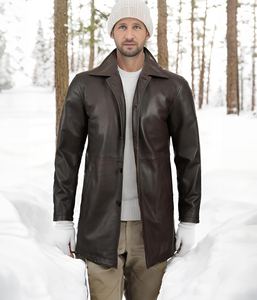 Abrigo de Cuero Impermeable Personalizado para Hombre, Invierno, Transpirable, de Secado Rápido, con Cuello Alto, Tejido de Lona, Servicio OEM, 50% - Product Image 1